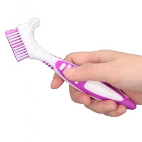 Brosse à prothèse, brosse de nettoyage portable double face sûre pour brosse à dents artificielle, prolonge la prothèse denta