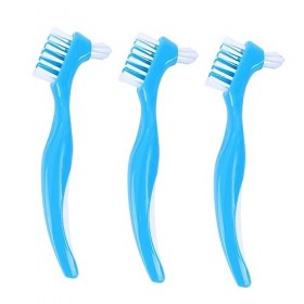 GLEAVI 12 Pièces Double Peigne De Soin Des Prothèses Tenue Bleue Costume Bleu Brosses À Dents Brosse Pour Prothèses Dures Bro