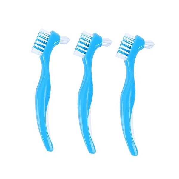 GLEAVI 12 Pièces Double Peigne De Soin Des Prothèses Tenue Bleue Costume Bleu Brosses À Dents Brosse Pour Prothèses Dures Bro