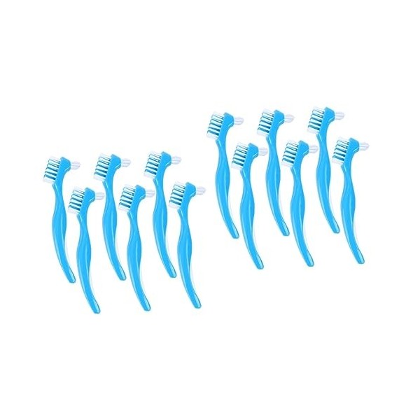 Lurrose 12 Pièces Double Peigne De Soin des Prothèses Nettoyant pour Brosse Costume Bleu Poils Adhésifs Double Face Nettoyant