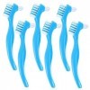 KALLORY 6 Pièces Double Soins De La Prothèse Peigne Brosse Nettoyant Double Face Adhésif Bleu Costume Dur Prothèse Brosse Ret