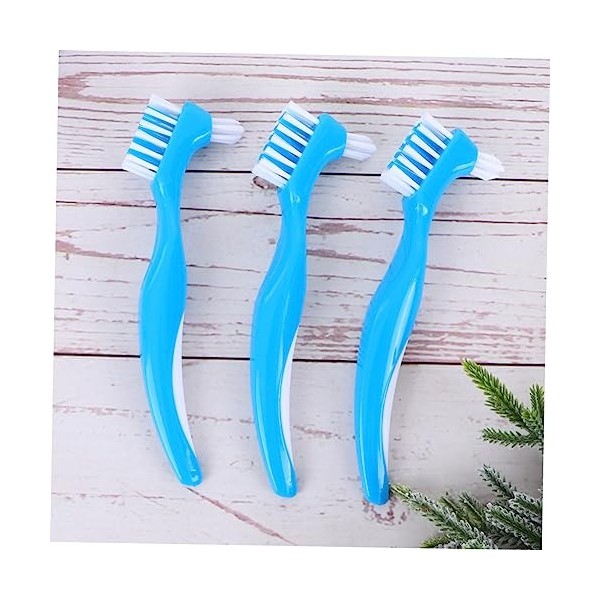 KALLORY 6 Pièces Double Soins De La Prothèse Peigne Brosse Nettoyant Double Face Adhésif Bleu Costume Dur Prothèse Brosse Ret