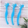 KALLORY 6 Pièces Double Soins De La Prothèse Peigne Brosse Nettoyant Double Face Adhésif Bleu Costume Dur Prothèse Brosse Ret