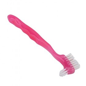 Brosse pour Prothèses Dentaires, Brosse à Fausses Dents pour Cheveux Doux, élimination de la Plaque Ergonomique Double Face p