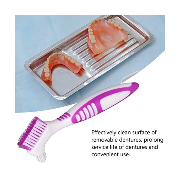 Brosse de nettoyage pour fausse brosse à dents, portable Prolong Denture Long Time Safe Denture Brush Double tête pour le net