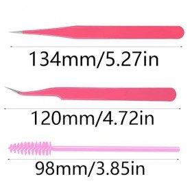 Pince à Cils, 2 Pcs Pince Extension Cils et 1 Brosse à Cils, Kit Pince Extension Cils, Pincettes à Épiler à Bouts Droit et Co
