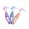 Lot de 3 brosses de nettoyage pour prothèse dentaire avec poils multicouches et poignée ergonomique en caoutchouc - Brosse po