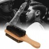 Brosse à Barbe, Peigne à Barbe, Brosse à Poils Double Face avec Manche en Bois de Caoutchouc pour Homme