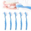 Lot de 5 Brosses pour Enlever les Prothèses Dentaires, Ensemble de Brosses pour Prothèses Dentaires Bleu 