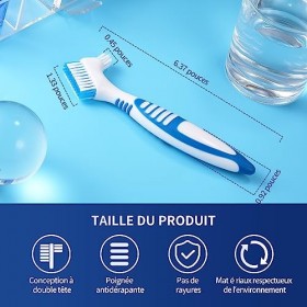 Annhua 2 Brosse à Dents pour Prothèses Dentaires avec Poils Souples Double Face, Brosse à Dents Artificielles, Brosse de Nett