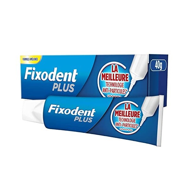 Fixodent Plus La Meilleure Technologie Anti-Particules Crème Adhésive pour Prothèses Dentaires 40g