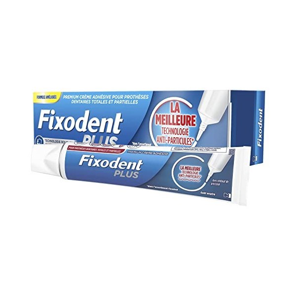 Fixodent Plus La Meilleure Technologie Anti-Particules Crème Adhésive pour Prothèses Dentaires 40g