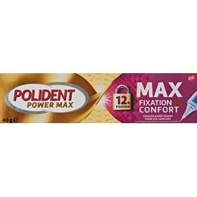 Polident Max fixation + Confort Crème fixatrice, Pour Prothèses Dentaires Partielles ou Complètes, sans goût et colorant arti