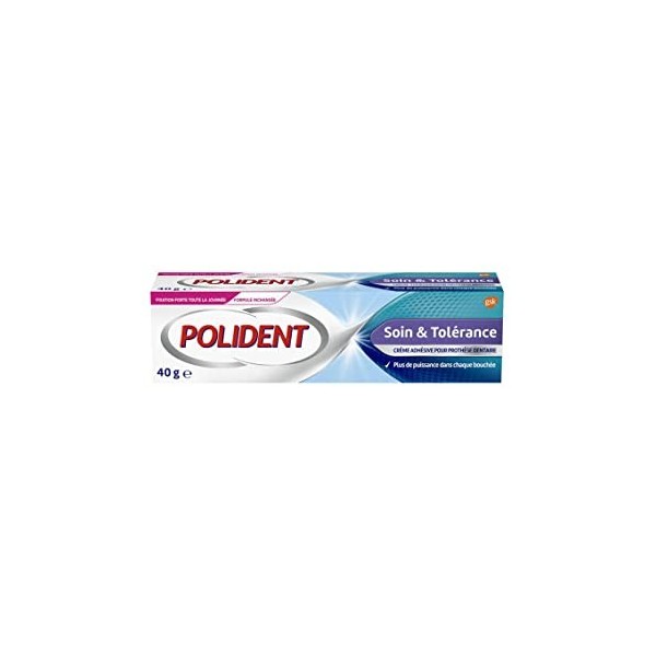 Polident Crème fixative Soin et Tolérance 40 g Blanc