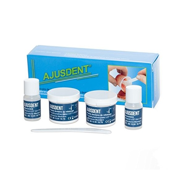 AJUSDENT Rebasage souple pour fixer durablement les dentiers sans colle