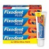 Fixodent Plus Lot de 4 crèmes adhésives pour prothèses dentaires, 40 g - jusquà 88% de la tenue à la fin de la journée