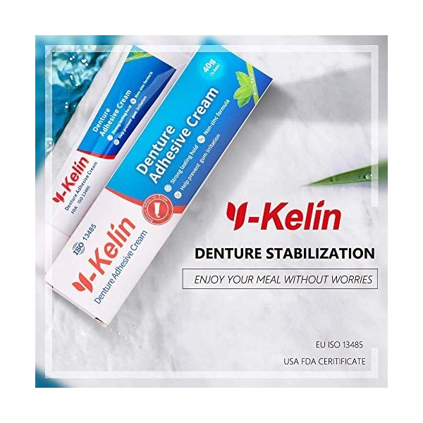 Y-Kelin Crème Adhésive pour prothèses dentaires 40gr /1.4oz 4 paquets 