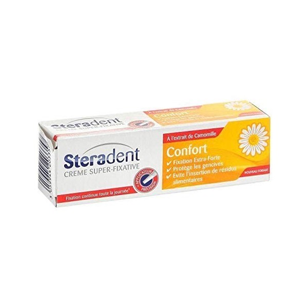 STERADENT Lot de 3 Crèmes Fixative Confort à la Camomille Tube de 40 g