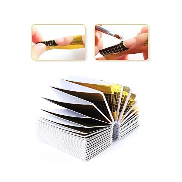 200 pièces Chablon Papier Nail Art Conseils Extension Stickers,Autocollants Modèles avec Numéro Auto-Adhésif Ongles Forme pou