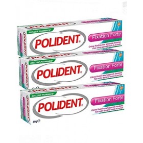 Polident - GSK Fixation Forte - Crème fixative pour prothèse partielle ou complète - Lot de 3 tubes de 40g 3 