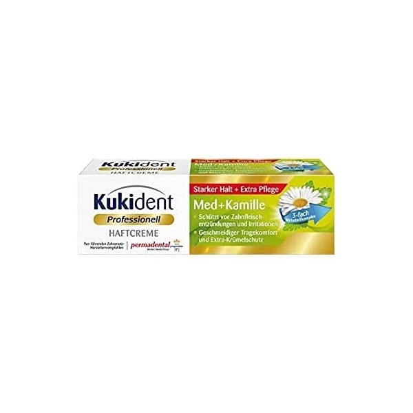 Kukident Crème adhésive Med+Camomille Nettoyant Dents 1 Pack 1 x 40 g 