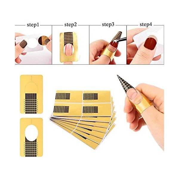 120 PC Nail Art Conseils Extension Stickers,Chablon Papier pour Gel Nails Art,Autocollants Modèles pour Ongle Gel Constructio