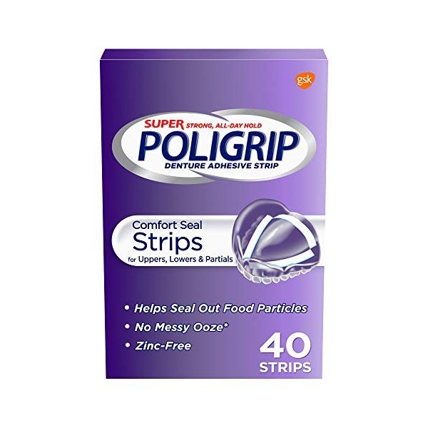 Super Poligrip Comfort Seal Denture Adhesive Strips, 40-Count Boxes Pack de 4 by Super Poly-Grip