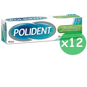 Polident Adhésif ultra frais, pour prothèses dentaires, tenue quotidienne, goût menthe fraîche, 40 polidents ultra frais, adh