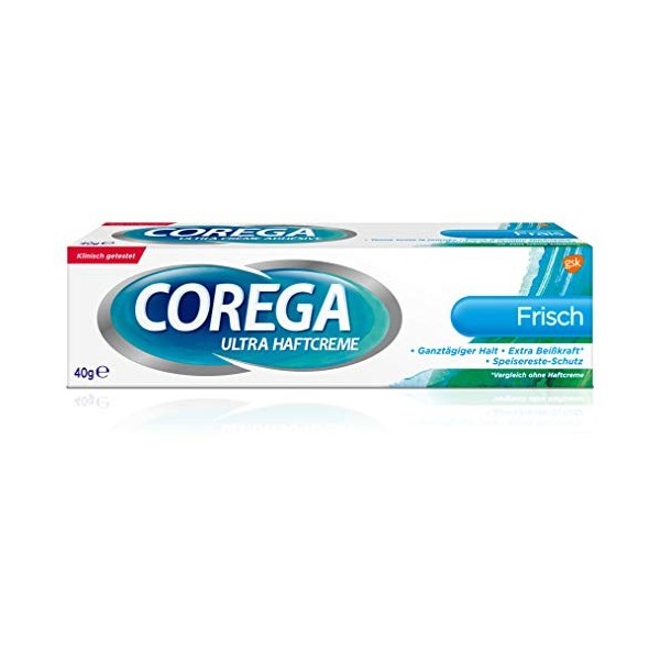 Corega Ultra Haftcreme Frisch Denture Adhesive Cream Fresh, 40 g, Double Pack by Corega