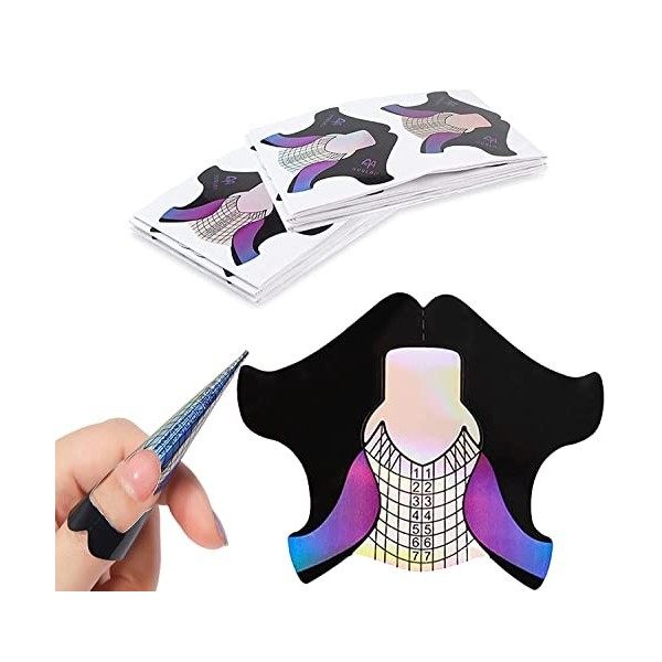 120 Pièces Avaler Ongles Chablons Extend Papier, Chablon Papier pour Gel Nails Art, Auto-Adhésif Ongles Forme avec Numéro, Po