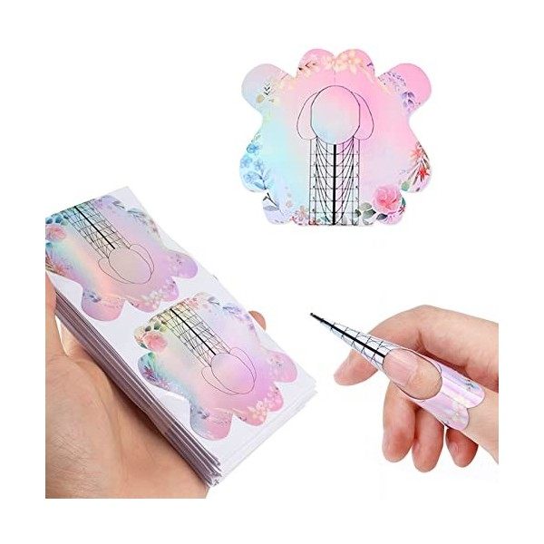 120 Pièces Avaler Ongles Chablons Extend Papier, Chablon Papier pour Gel Nails Art, Auto-Adhésif Ongles Forme avec Numéro, Po