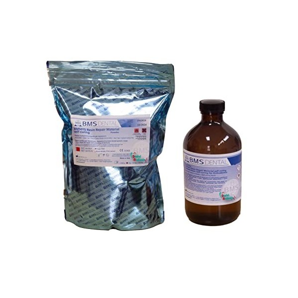 Résine de réparation de prothèse froide Bms Couleur Rose pour technicien dentaire - poudre 1kg+liquide 500ml