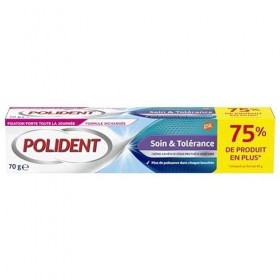 POLIDENT Crème Adhésive Hypoallergénique - Tenue forte et durable pour prothèses dentaires - 70g de confort au quotidien - Lo