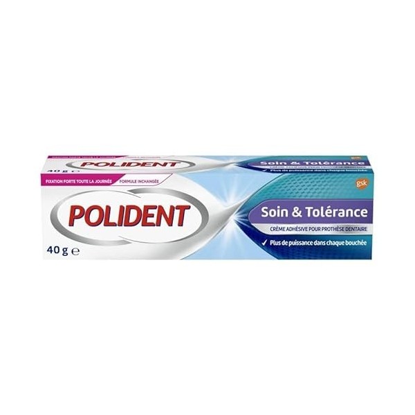 POLIDENT - Crème Adhérence Maximum Hypoallergénique - Pour des prothèses dentaires en place toute la journée - 40G. - Lot De 