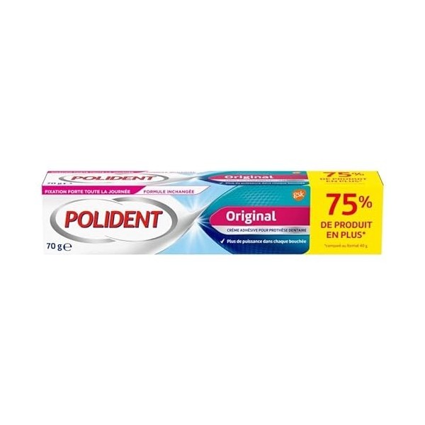 POLIDENT - Crème Fixative pour Prothèses Dentaires 70G, Adhérence Maximum pour un Confort Optimal - Soins dHygiène et Access