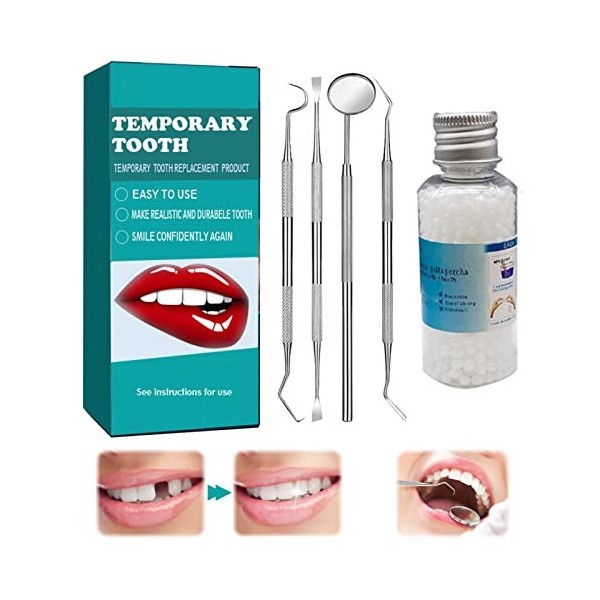 Kit de Réparation de Dentaire, Granules de Réparation des Dents, Réparation Temporaire des Dents, Remplissage des Dents Manqu