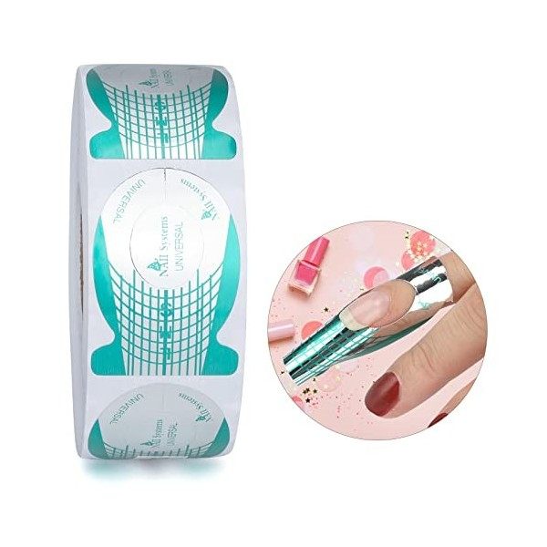 500PCS Un Rouleau de Papiers à ongles,Extension Sticker Ongles Papier pour Gel Nails Art,pour Extensions en Gel Acrylique ou 