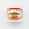 Qiwenr 18K Grillz Hip Hop Plaqué or,Grille de Dents Brillant,Grillz Plaqué or,8 Dents Supérieures 6 Grilles Buccales Hip Hop 