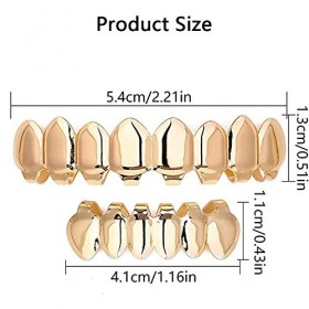 yufana 2 Pcs Grilles de Dents de Hip-hop dor,Hip Hop Dents Grilles Grill Gold Grillz Accolades Grillz Accolades Plaqué Or 18