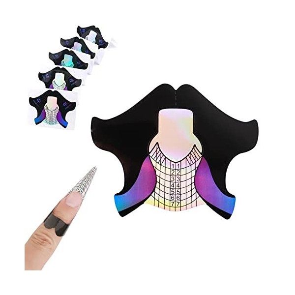 120 pièces Nail Art Conseils Extension Stickers,Modèle de Style de Faux Ongles Auto-adhésif avec Numéro pour Extension dongl