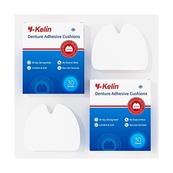 Y-Kelin Coussin adhésif pour prothèses supérieur 30 pièces 2 paquets 