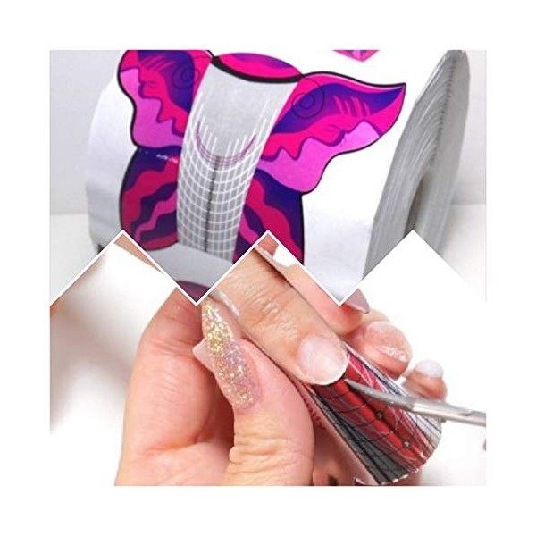 Ongle Papillon 1 Rouleau / 300 Pièces – Acrylique ongles Formes – Soi- Adhésive Formes dongles Pour Gel UV, Gel Ploy, Cons