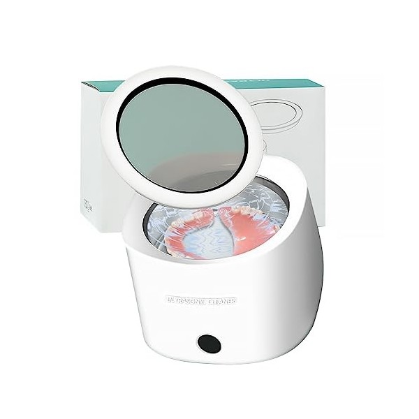 Nettoyeur à Ultrasons, appareil de nettoyage pour prothèses dentaires avec Panier Nettoyage, soins dentifrice invisible pour 