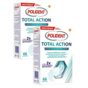 Polident - GSK Total Action - Nettoyant pour Appareils ou Prothèses dentaires - Lot de 2 Boites de 66 Comprimés 2 