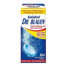 Kukident Lot de 104 pastilles de nettoyage pour dents bleues