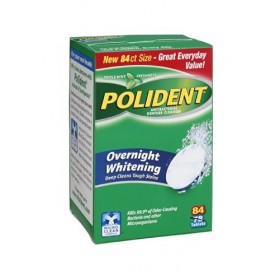 Polident Lot de 84 pastilles nettoyantes antibactériennes pour dentier Triple fraîcheur à la menthe