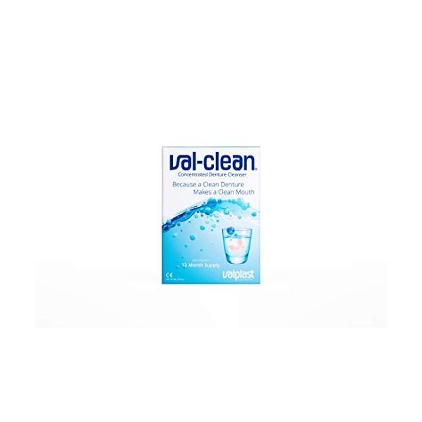 Val Clean Nettoyant Concentré 12 Sachets – 1 an de Produit pour Dentiers Flexibles Valplast et Autres Appareils Dentaires