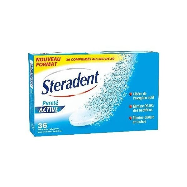 STERADENT - 36 Comprimés Nettoyants Pureté Active - Lot De 4