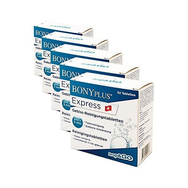 Comprimés Nettoyant BonyPlus Express pour Orthèses Dentaires - 5 Paquets 5x 32 comprimés 