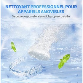 Tablettes de Nettoyage MitButy pour Prothèses Dentaires Partielles 120 Tablettes avec 1 étui de Bain et 1 Brosse - pour Gou